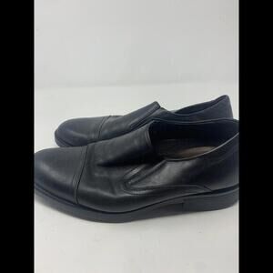 ECCO Mens Shock Point Slip On Loafer Black Leather Shoes Size 9